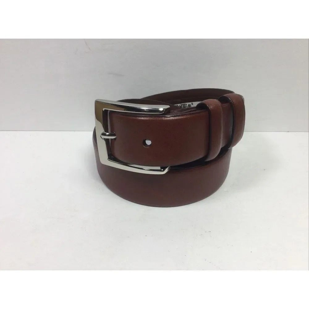 Torino Leather Belt Italian Croce Calf Leather Size 44 Silver Buckle Made In USA